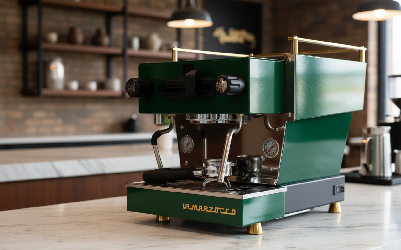 Custom La Marzocco Linea Mini R Home Espresso Machine- Hunter Green & Brass