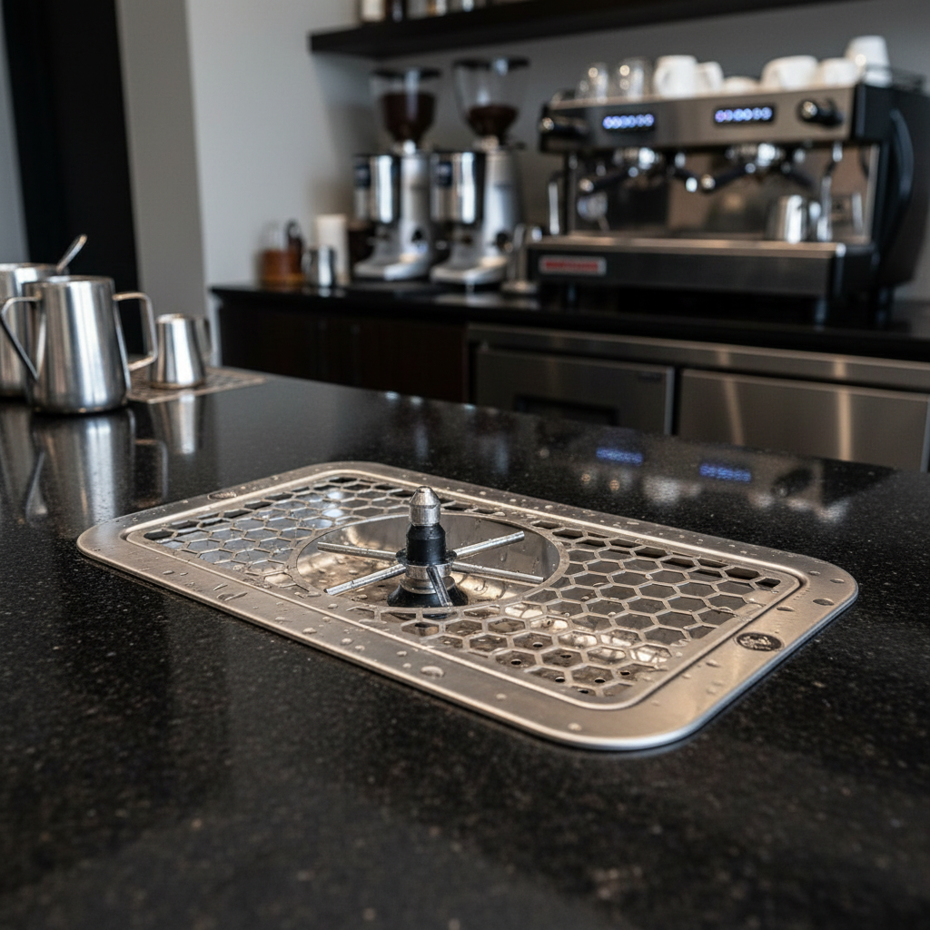 Rhino Pitcher Rinser in modern espresso bar