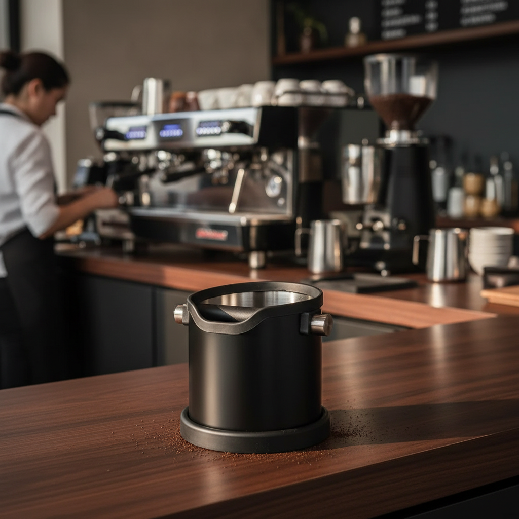 CMD Counter Knock Box in Professional Café Setting