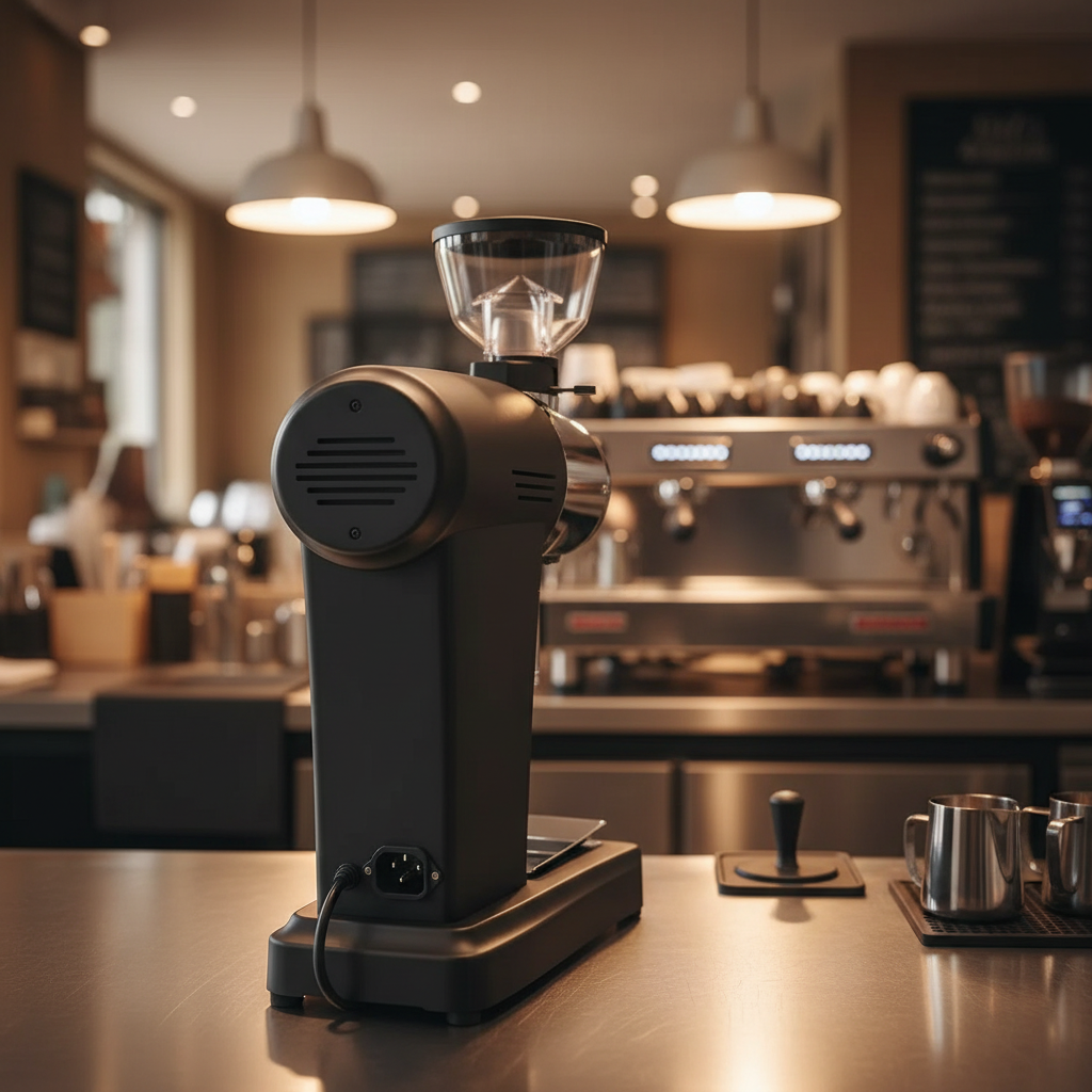 Mazzer ZM Filter back view in barista workspace