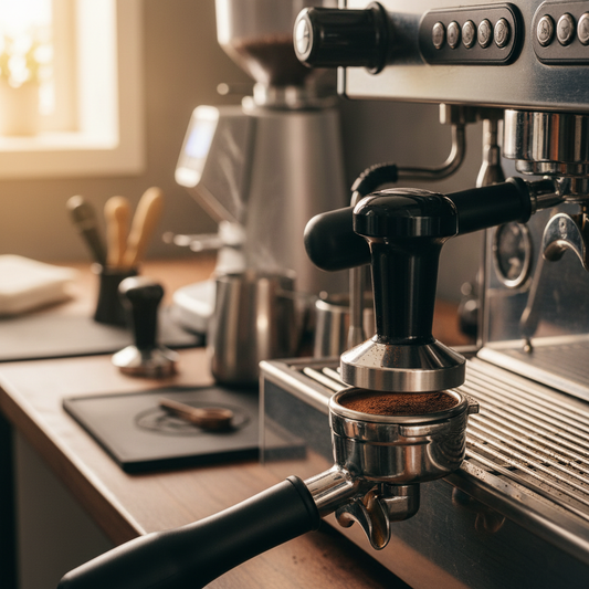 Rhino tamper in use at barista station