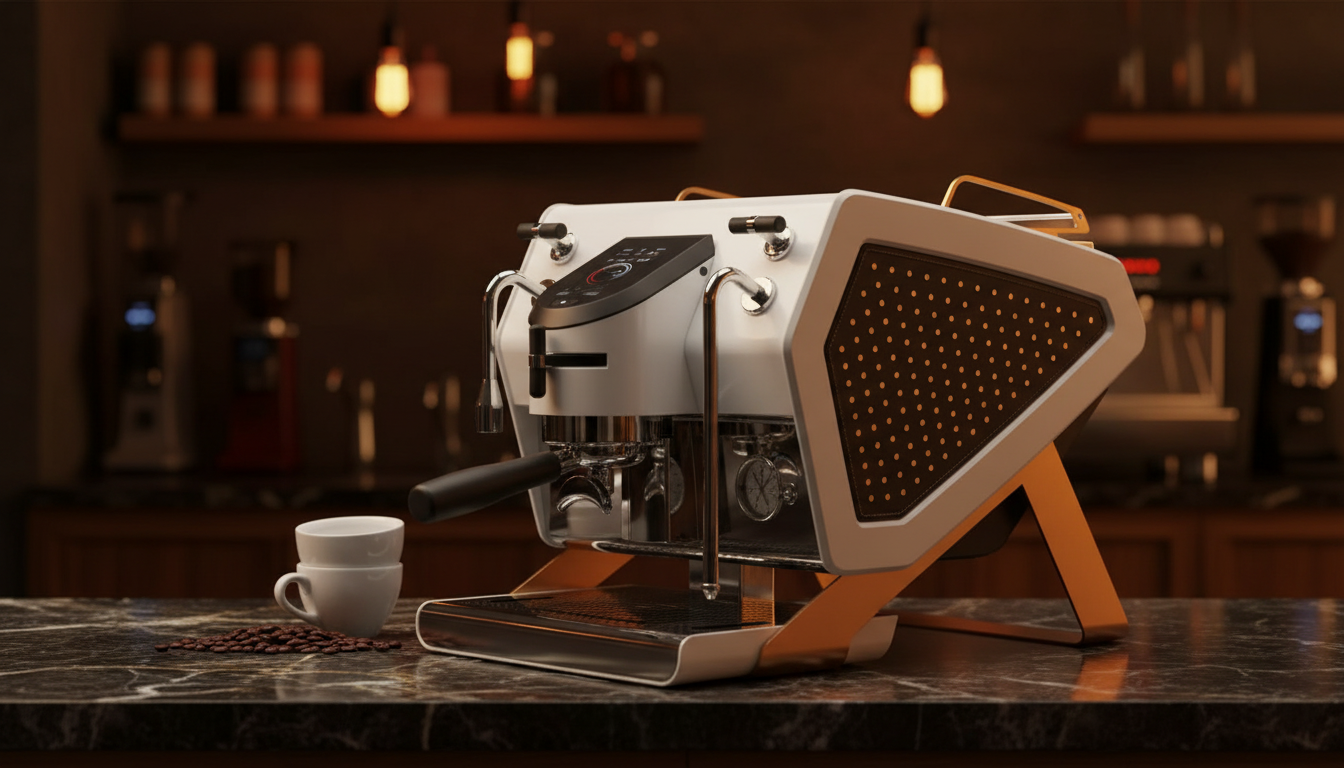 Copper Gold Espresso Machine in Luxury Coffee Shop