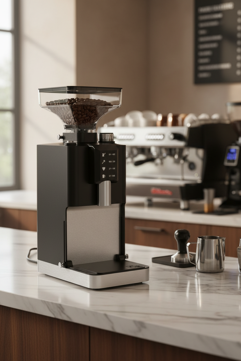 HeyCafe Jack Grinder in Professional Coffee Shop Setting
