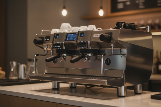Rancilio Invicta with professional café background
