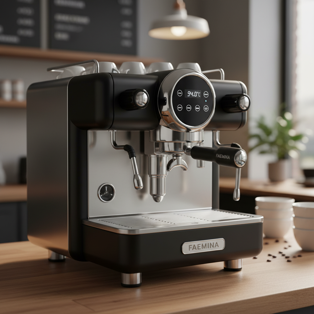 Faema Faemina A/1 GTI 5P – 1 Group Commercial Espresso Machine (Aluminum Lighting/Anodised Black)