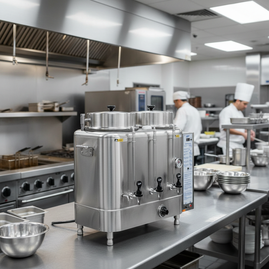 Coffee urn in restaurant kitchen