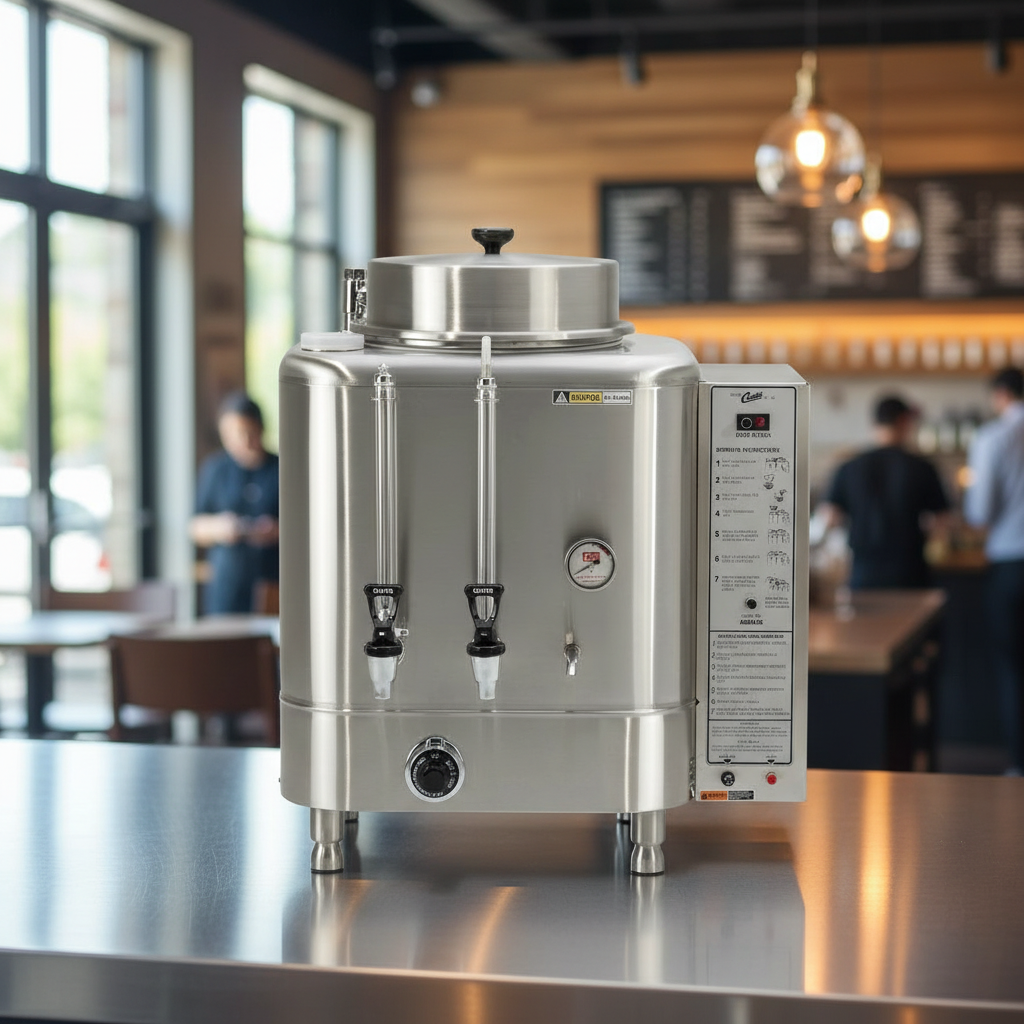 Coffee Urn in Modern Café Setting
