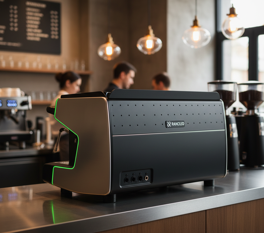 Rancilio Classe 20 side-back angle in café