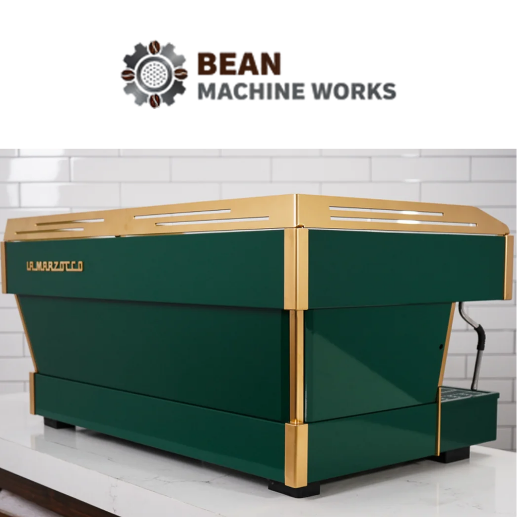 La Marzocco Linea Classic AV 3 group Custom Hunter Green, Walnut & Brass