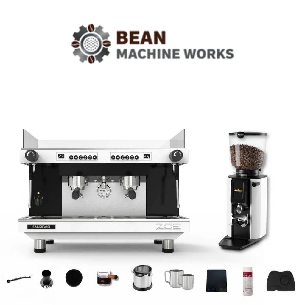 Sanremo Zoe 2 group Competition Commercial Espresso Machine & Anfim Luna Commercial Espresso Grinder Bundle