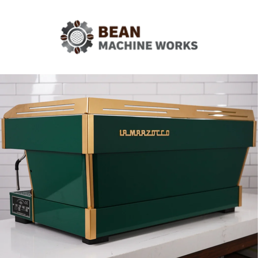 La Marzocco Linea Classic AV 3 group Custom Hunter Green, Walnut & Brass