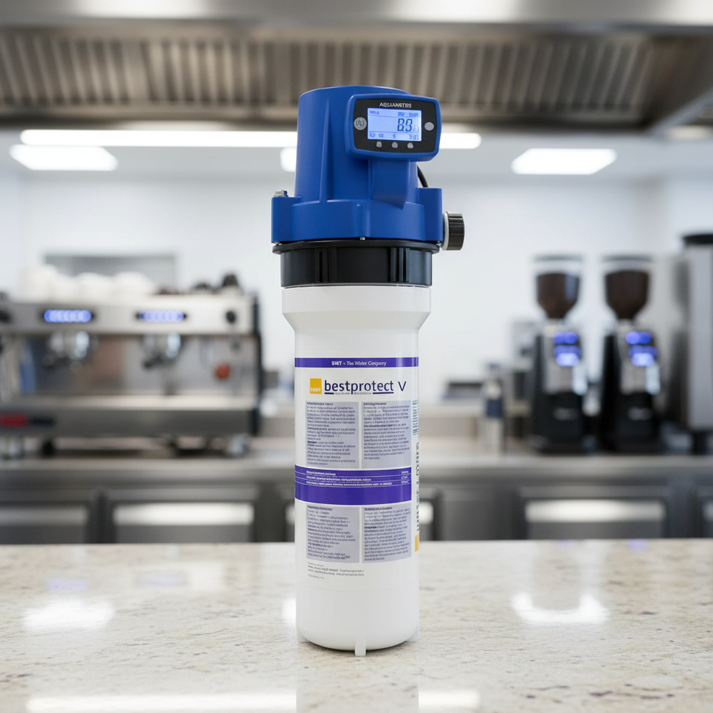 Close-up of BWT filter with Aquameter display