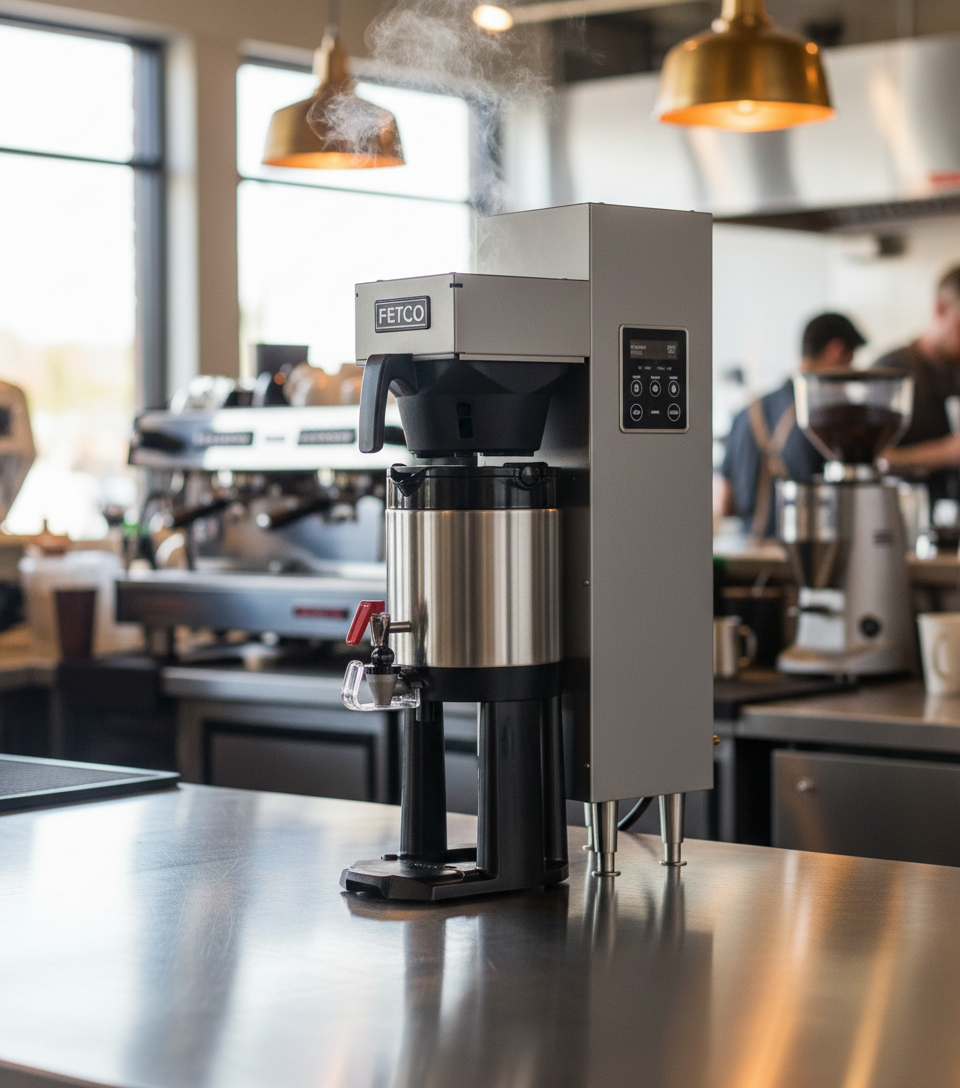 Fetco Coffee Brewer in Barista Workspace