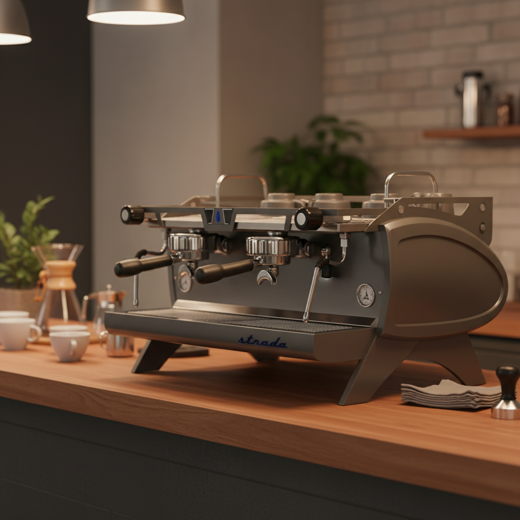 La Marzocco Strada X - Back View with Café Background