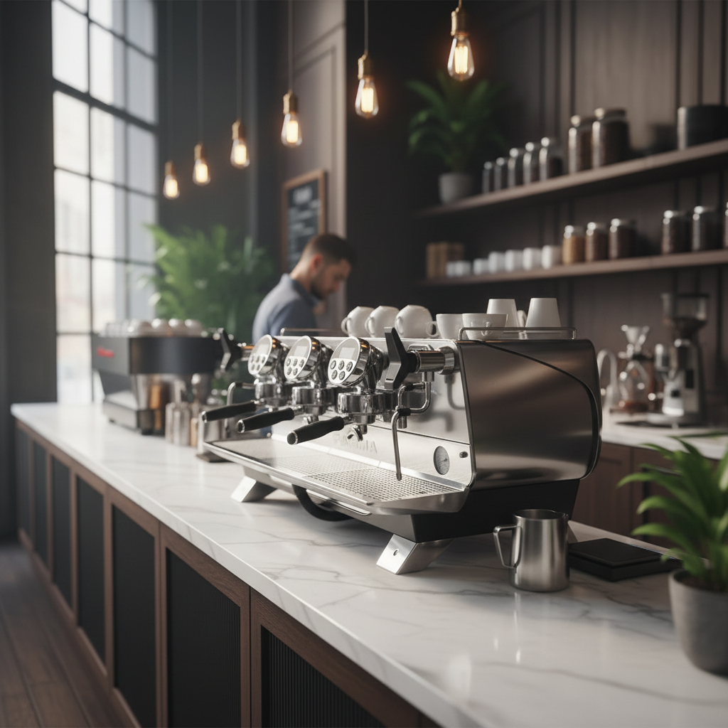 Faema President in professional café setting