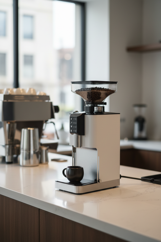 HeyCafe Jack Grinder White in Modern Café Environment