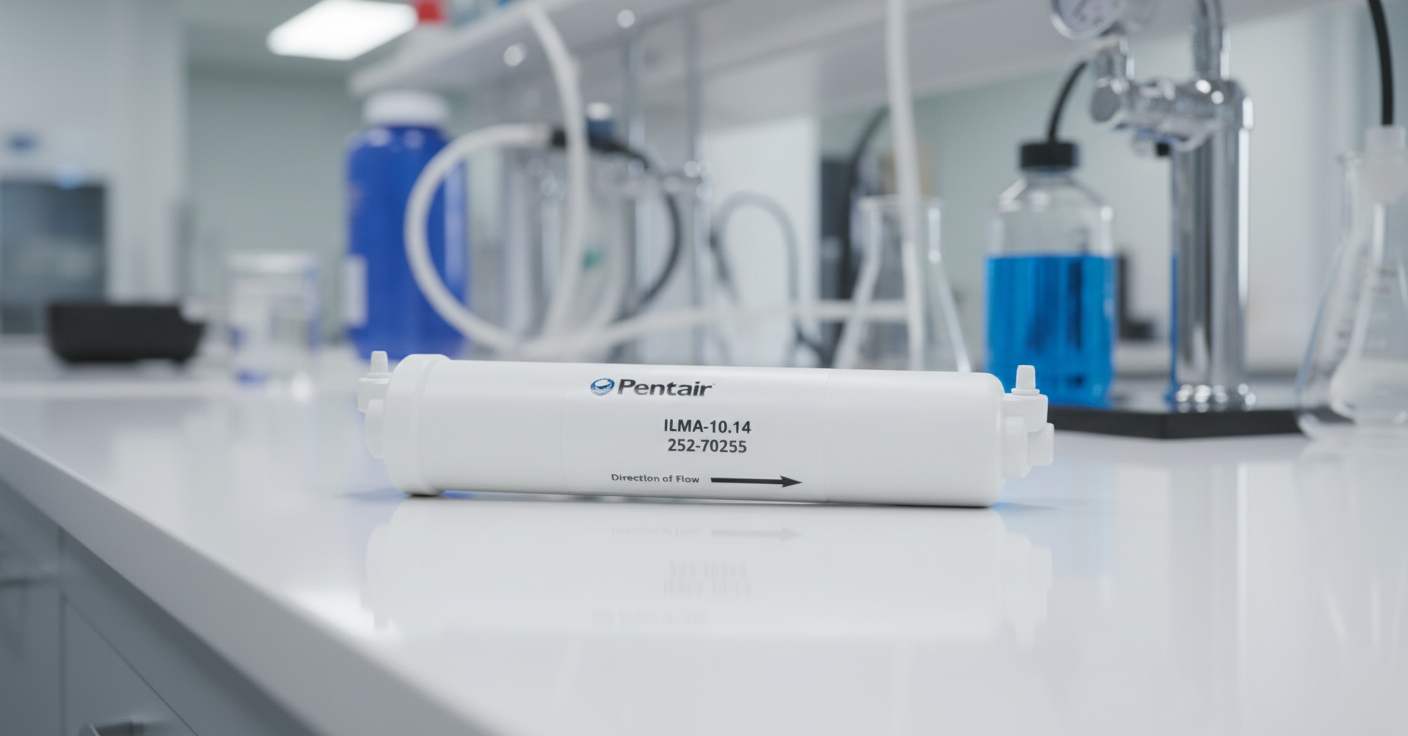 Pentair cartridge on laboratory counter