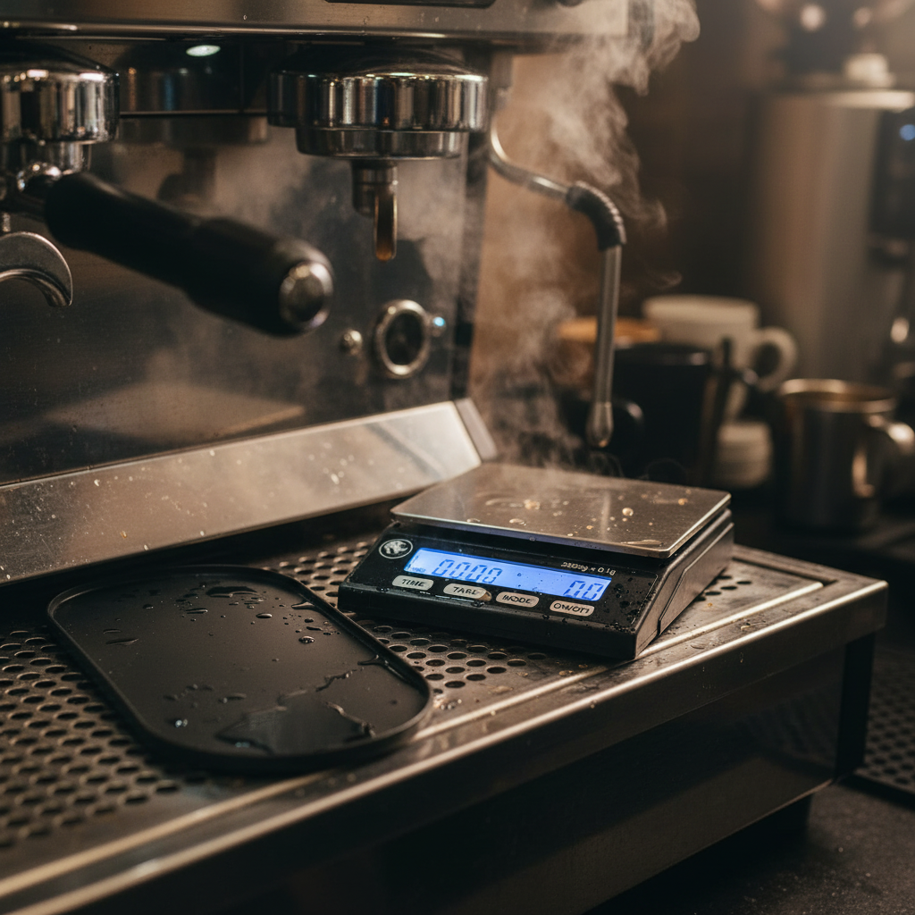 Scale on espresso machine drip tray