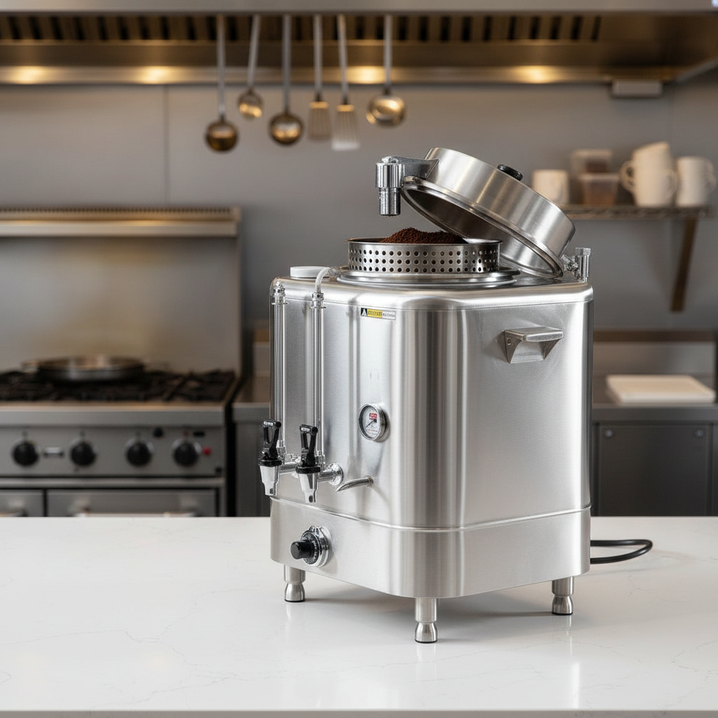 Coffee urn in restaurant kitchen