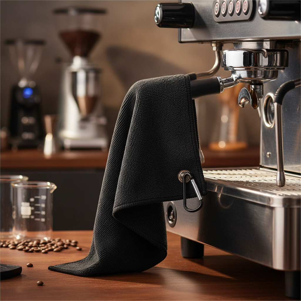 CMD Microfiber Barista Towel - Espresso Machine Detail