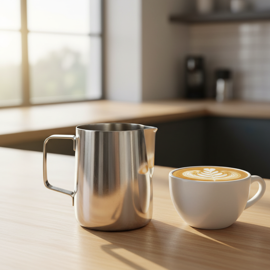 Rhino Pro Milk Pitcher with latte art cup