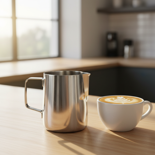 Rhino Pro Milk Pitcher with latte art cup