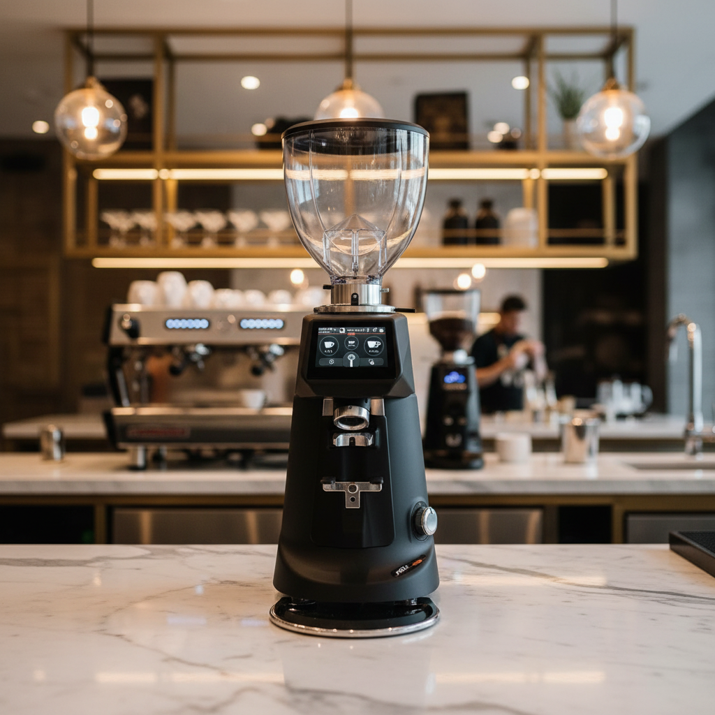 F83 E in luxury café setting