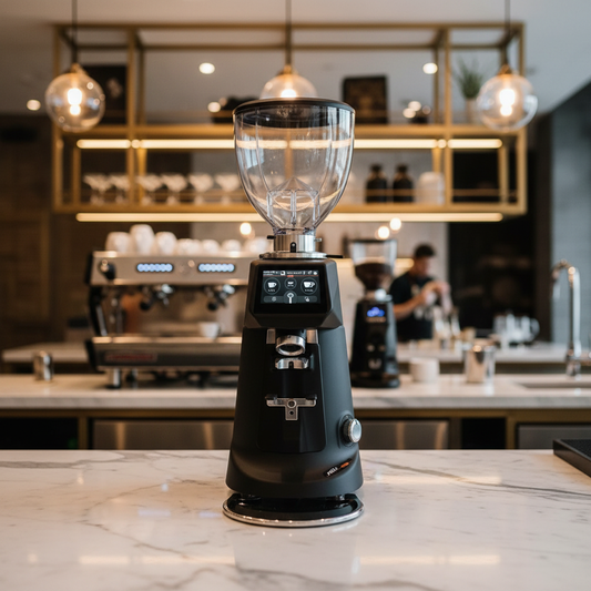 F83 E in luxury café setting