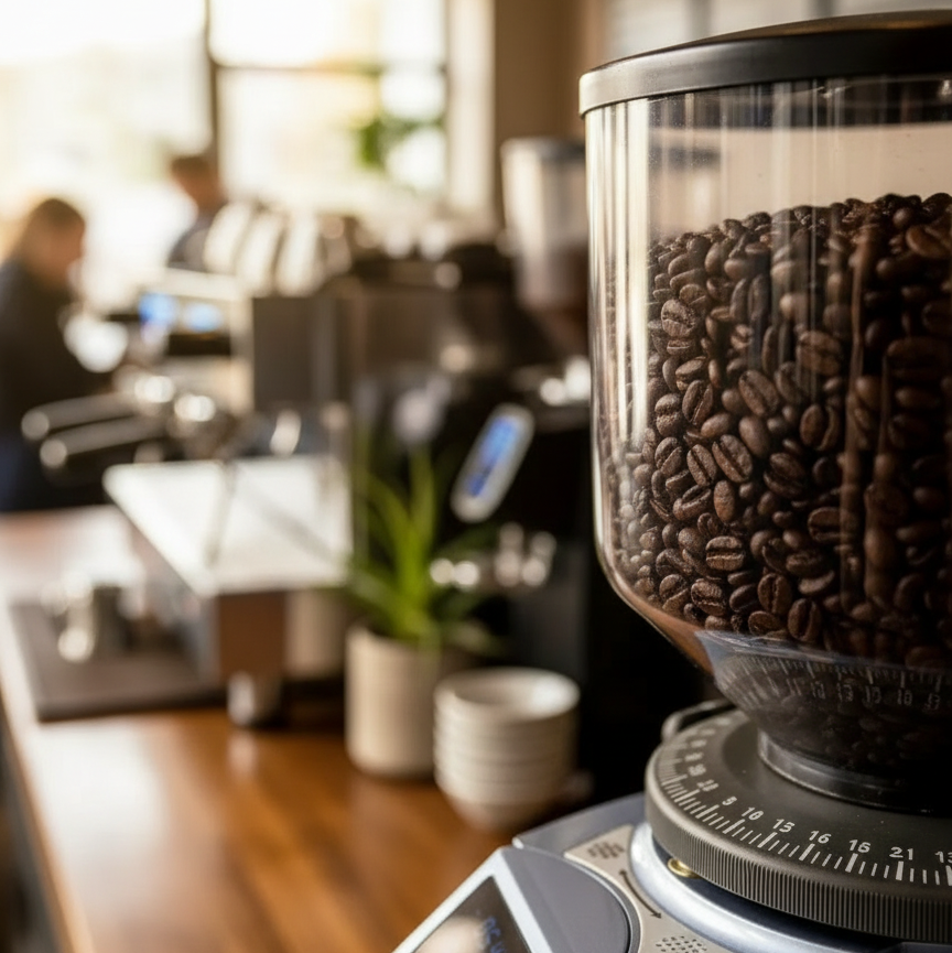 Hopper with Premium Coffee Beans