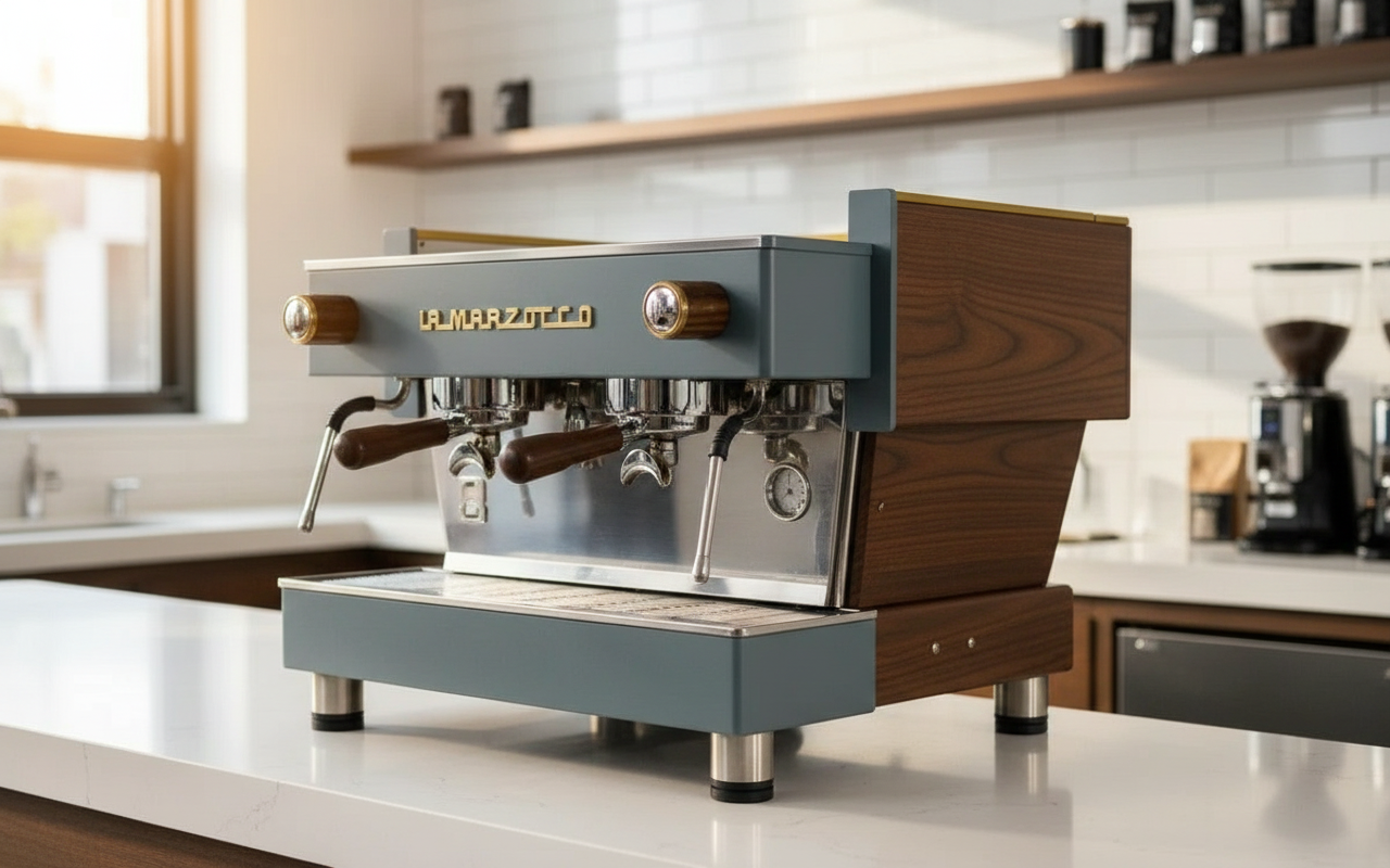 La Marzocco - Linea Classic AV 2 Group Commercial Espresso Machine- Custom Grey with Wood
