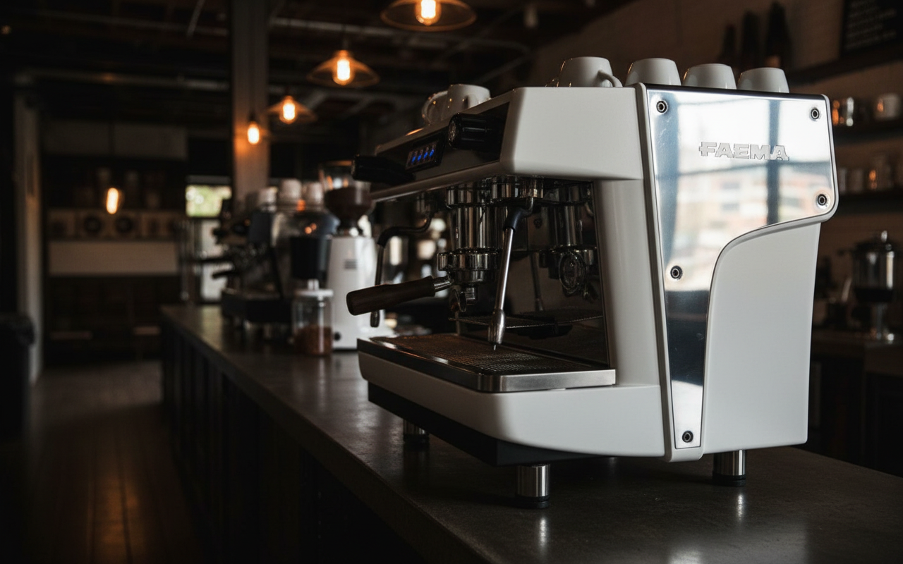 Faema Prestige artisanal café detail