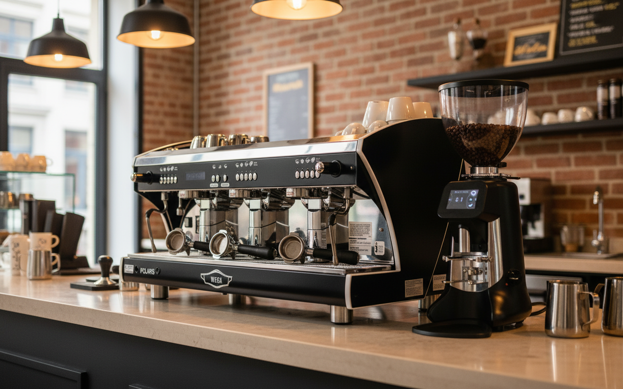 Wega Polaris espresso combo in modern coffee shop