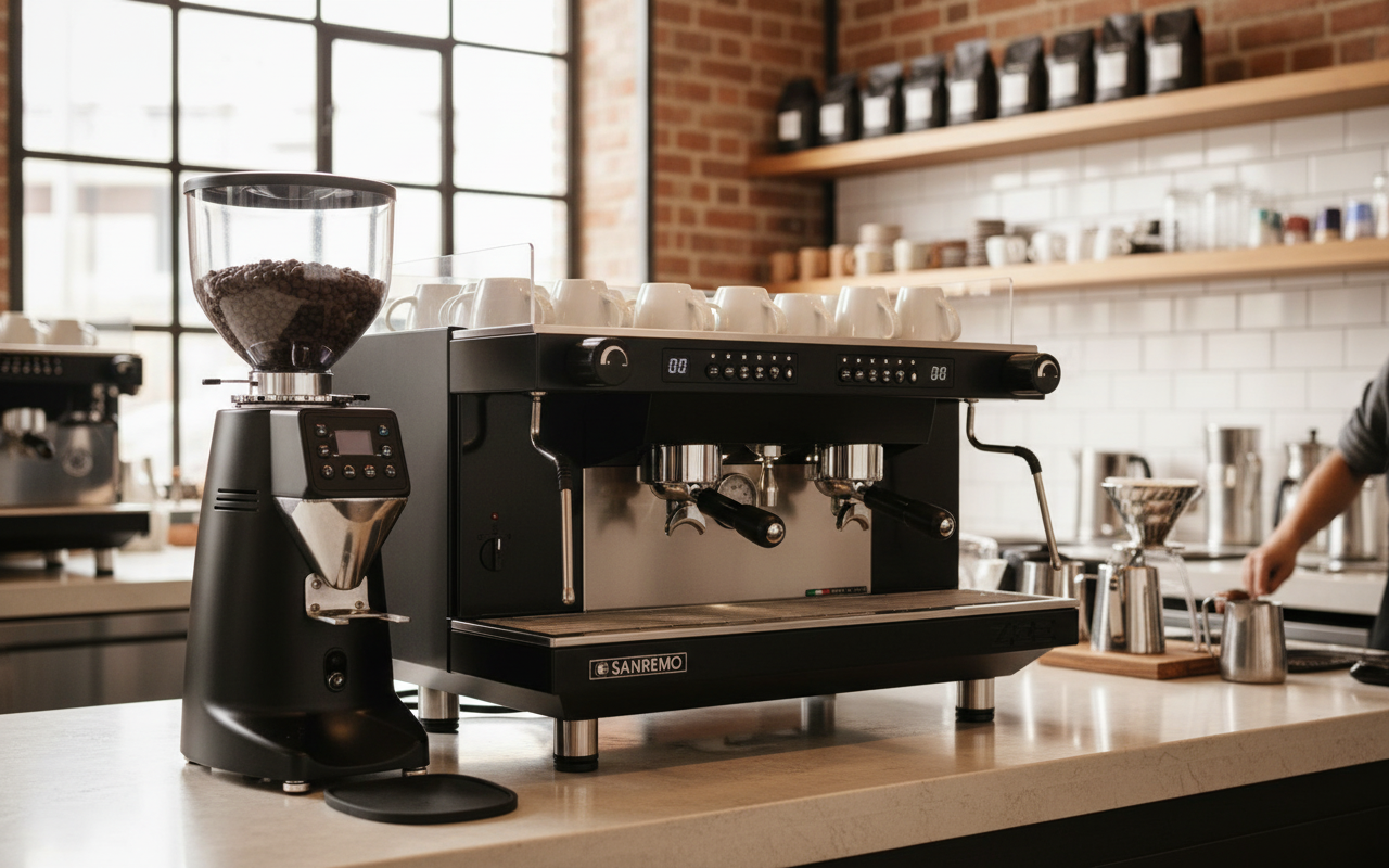 Professional setup in modern specialty cafe