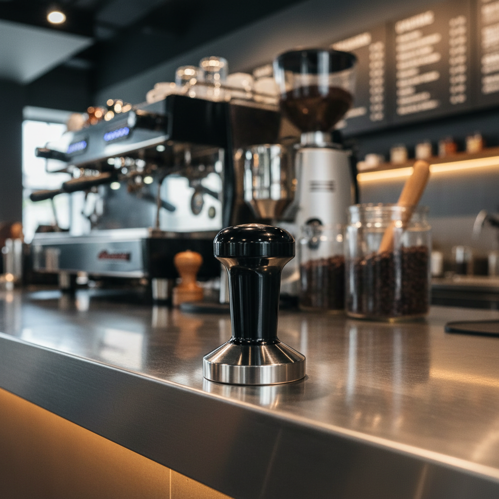 Rhino tamper on professional espresso bar counter