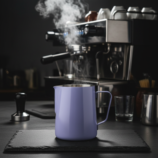 Lavender milk pitcher in barista station