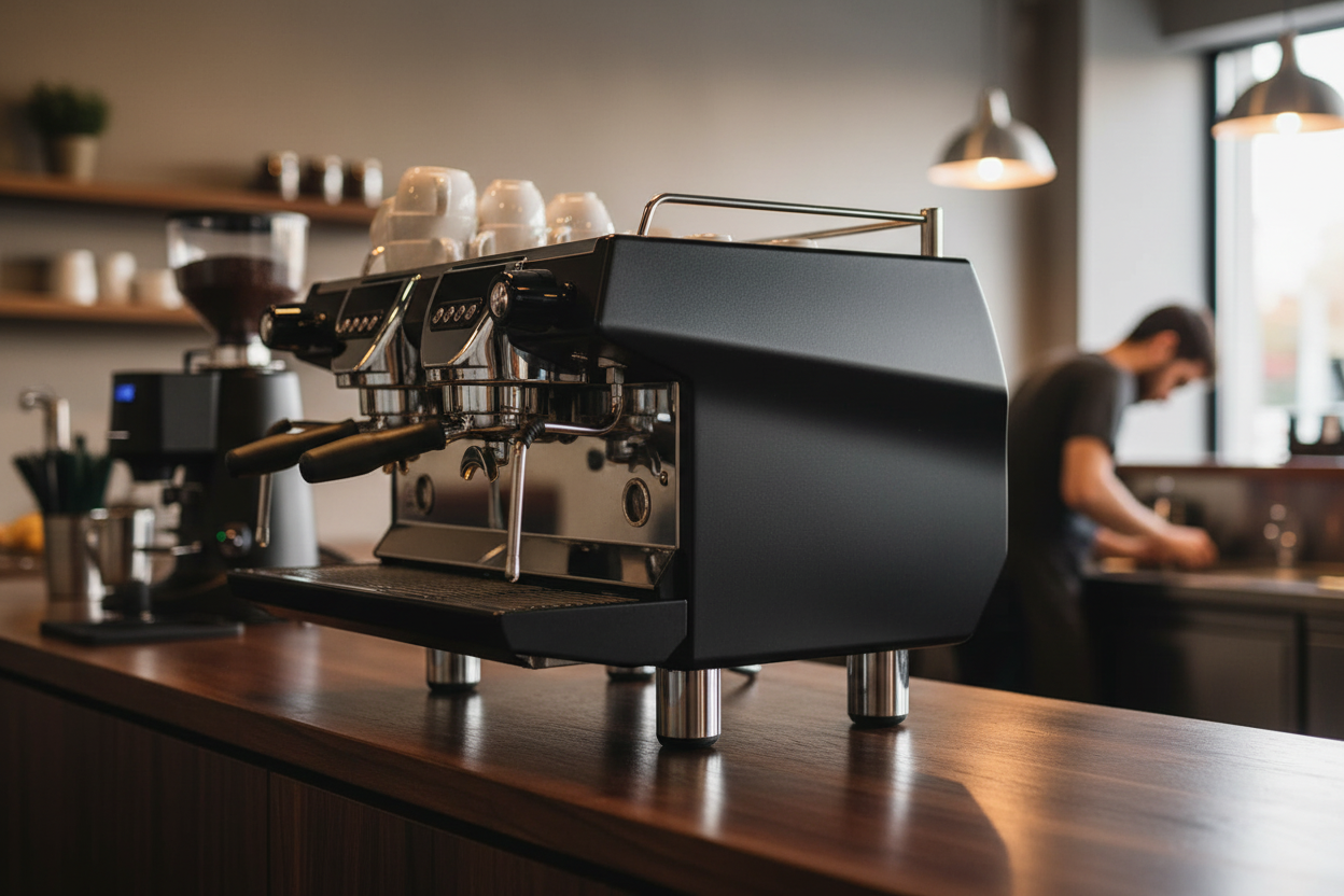 Rancilio Invicta with professional café background