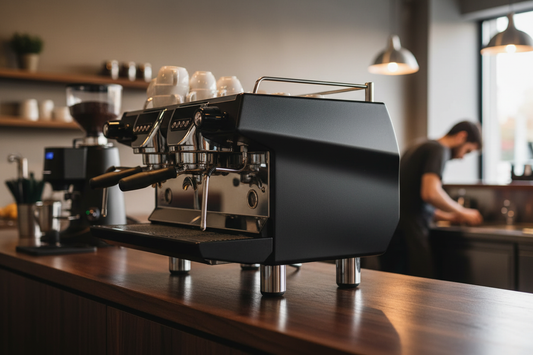 Rancilio Invicta with professional café background