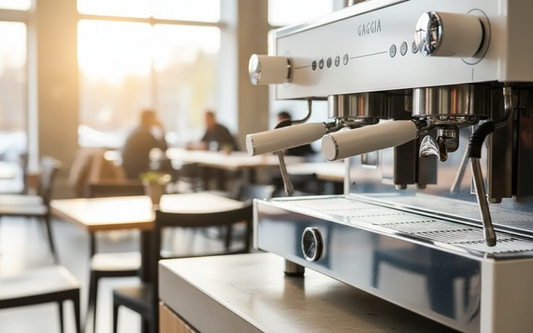 White Machine Close-up in Upscale Café