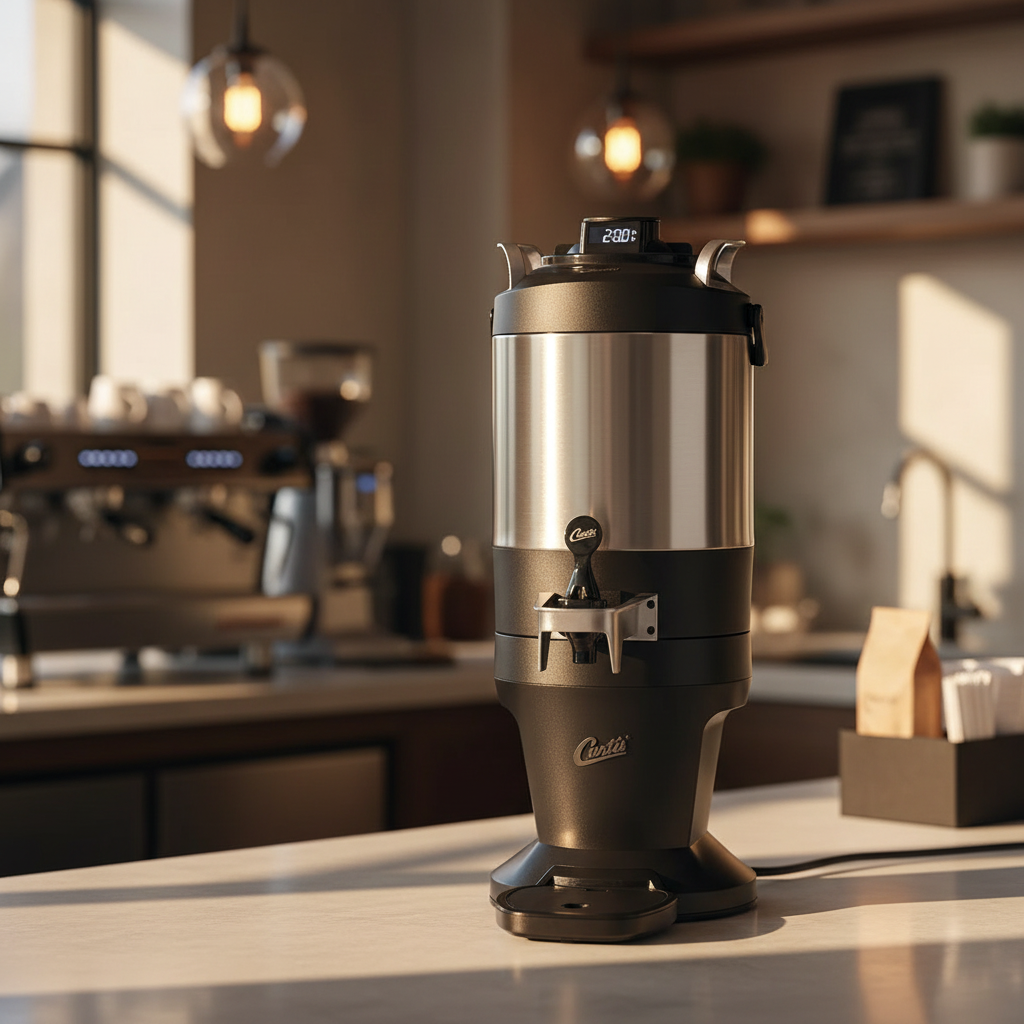 Wilbur Curtis Dispenser in Modern Café Setting