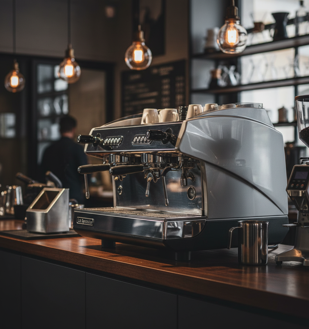 Silver La Spaziale in specialty coffee bar