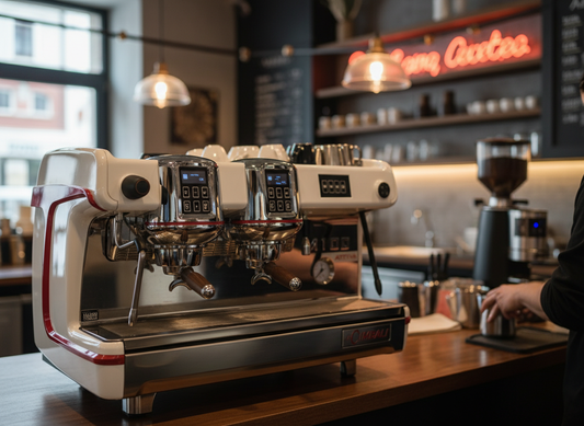 La Cimbali M100RE in modern coffee shop - front view