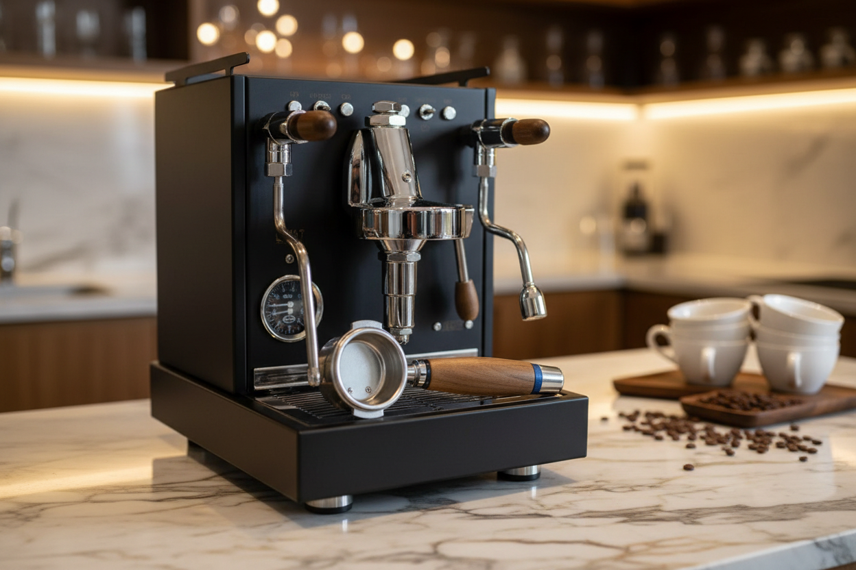 Quick Mill QM67 in luxury coffee bar setting