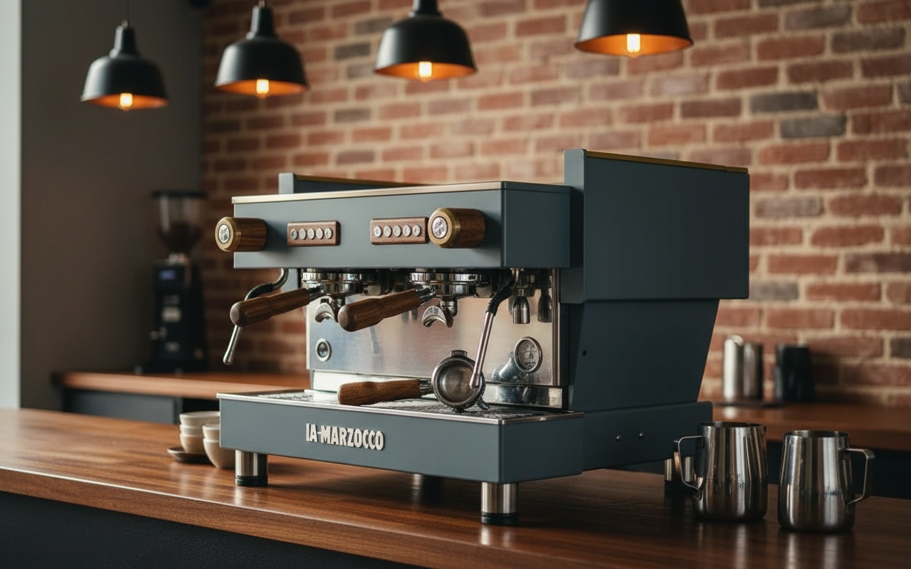 La Marzocco - Linea Classic AV 2 Group Commercial Espresso Machine- Custom Grey with Wood