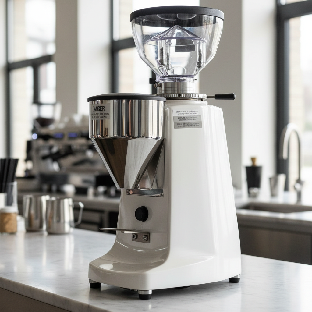 Mazzer LM Lux D white in modern cafe