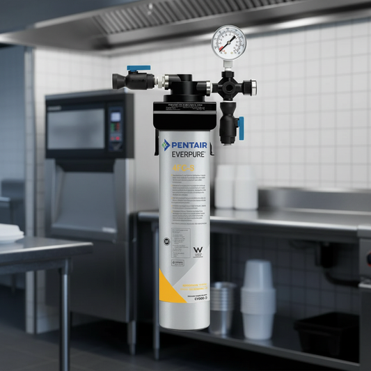 Pentair filter close-up in restaurant kitchen