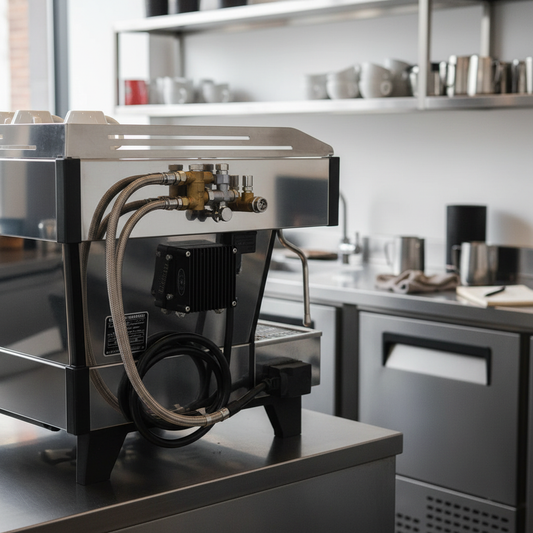 La Marzocco Linea PB X back view with technical details