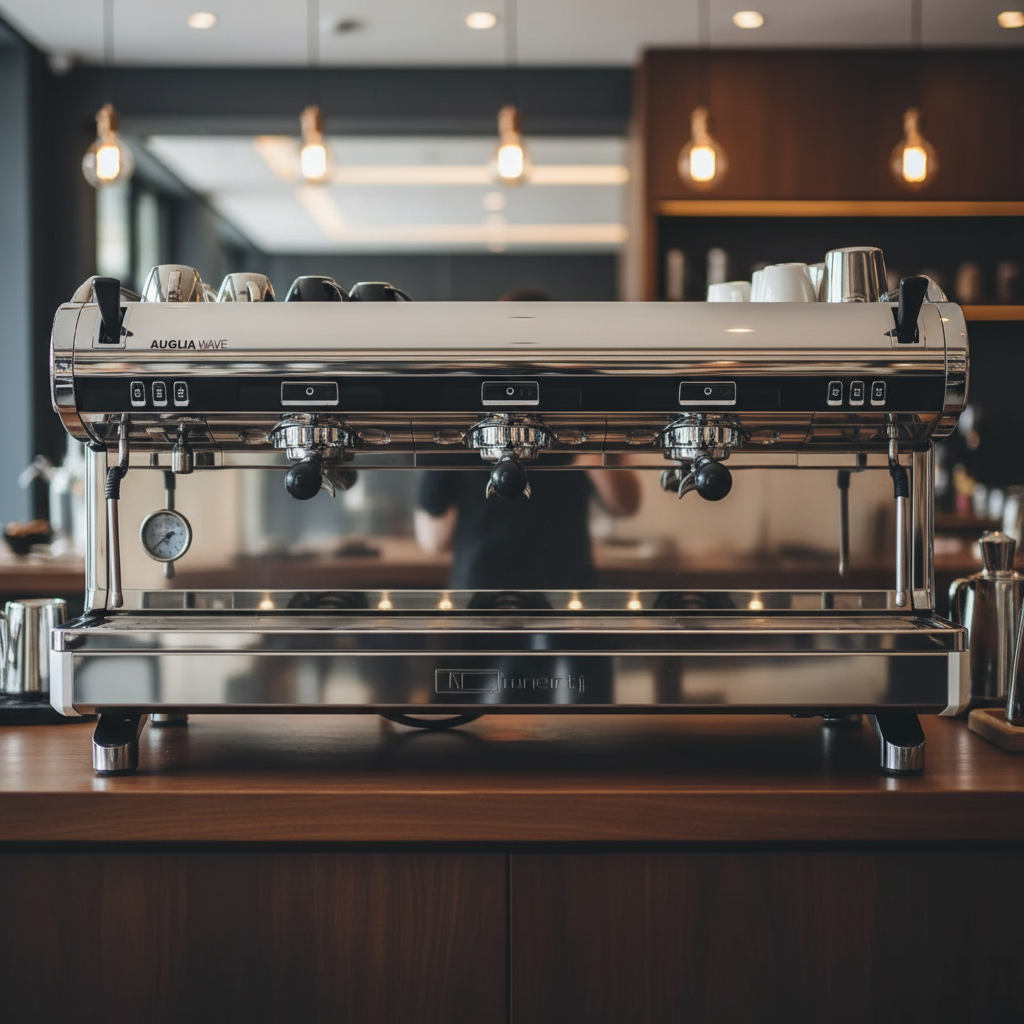 Espresso machine in modern café setting