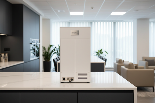 White brewer back view in modern office