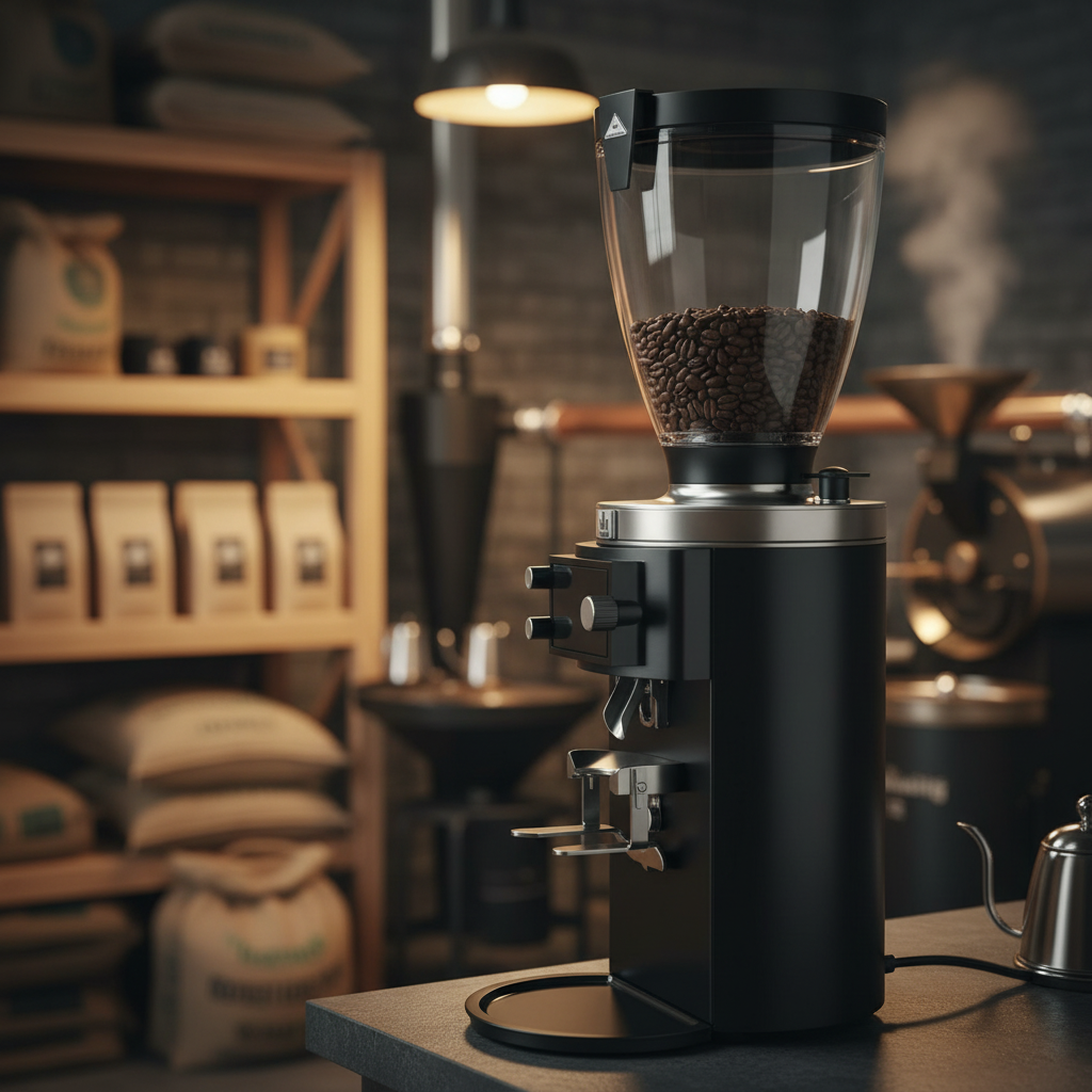 Mahlkonig E65T in coffee roastery - side view