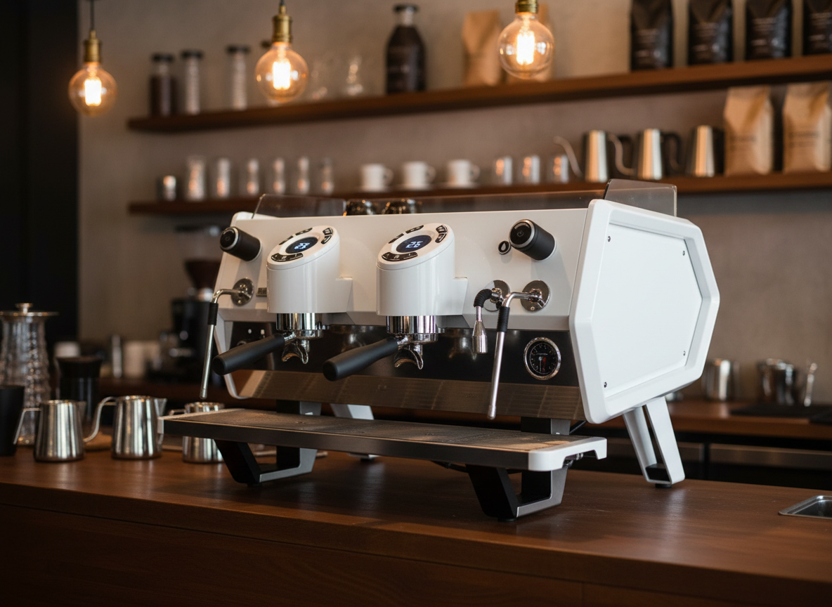 Sanremo D8 three-quarter view in specialty coffee shop